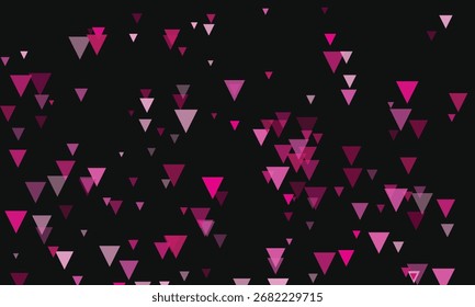 Abstract geometric background with overlapping pink triangles on black background