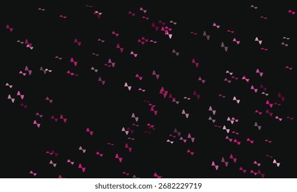 Fundo geométrico abstrato com sobreposição de triângulos cor-de-rosa sobre fundo preto