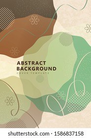 Abstract geometric background from overlapping round uneven shapes, twisted lines. Modern template for your design banner, flyer, cover. Vector illustration.