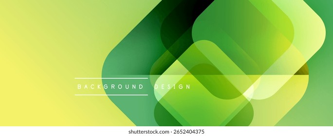 Resumo geométrico. As formas sobrepostas criam um efeito visual dinâmico. Tons verdes claros e amarelos dominam a composição. Elemento de design moderno.