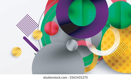 Abstract Geometric Background with Overlapping Transparent Shapes