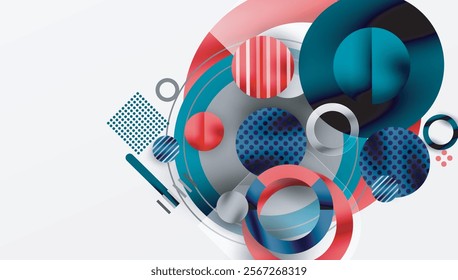 Abstract Geometric Background with Overlapping Transparent Shapes