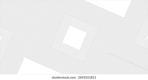 Abstract geometric background of overlapping white squares with layers on a bright space with lines, simple modern art design. Eps10