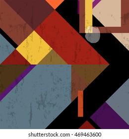 abstract geometric background, with paint strokes, splashes, squares/triangle