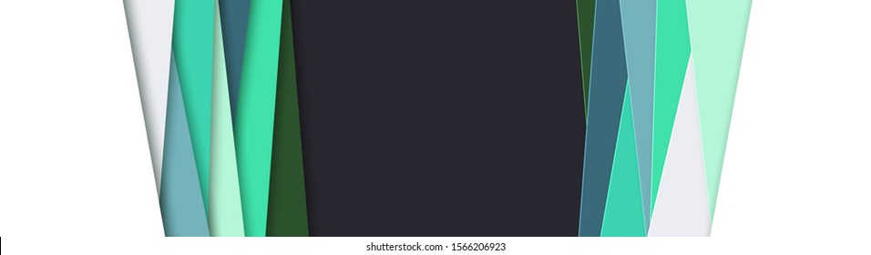 Abstract geometric background in paper cut style. Straight lines. Horizontal banner. Design for brochures, posters, flyers, advertising. Place for text. Vector.