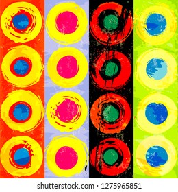 abstract geometric background patterm, with circles, stripes, strokes and splashes