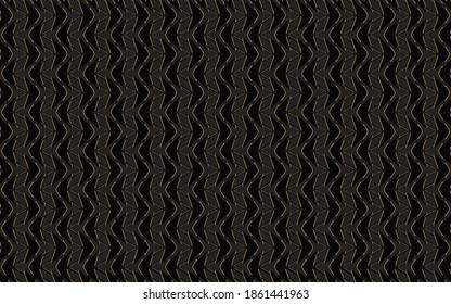 Abstract geometric background from a pattern of black and gray wavy zigzag lines with golden outlines.Vector graphics for wallpaper, business cards, brandbook.