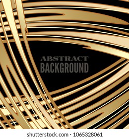 abstract geometric background pattern with gold strips on on black