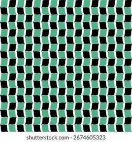 abstract geometric background. pattern of green and black squares. Checkered grid texture repeating.