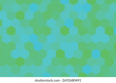Abstract Geometric Background Pattern with Hexagons in Shades of Green and Blue for Modern Design Projects