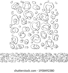 Abstract geometric background pattern on the skin of a spotted jaguar. Two types square and thin rectangular. Safari collection. Line art hand drawn isolated on white background