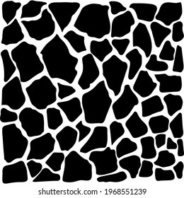 Abstract geometric background pattern on the skin of a giraffe. Square composition. Safari collection. Animal skin in hand drawn style isolated on white background