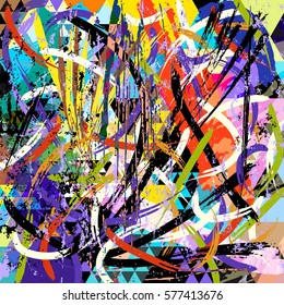 abstract geometric background pattern, with paint strokes and splashes 