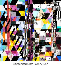 abstract geometric background pattern, with paint strokes and splashes