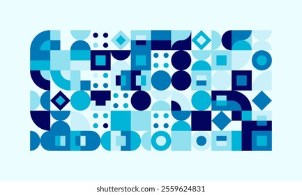 Abstract geometric background pattern with seamless blue shapes, combining modern and minimalist design for versatile uses in branding, prints, or digital projects.