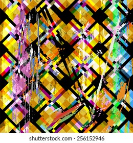 abstract geometric background pattern, with squares, strokes and splashes, retro/vintage style