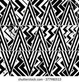 abstract geometric background pattern, with triangles, stripes and zigzag, seamless