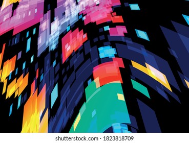 Resumen del fondo geométrico con efecto de perspectiva y formas curvadas.