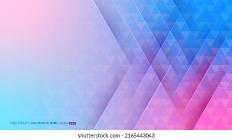 Abstract geometric background with pink and blue triangle, diagonal shadow and light. Vector illustration