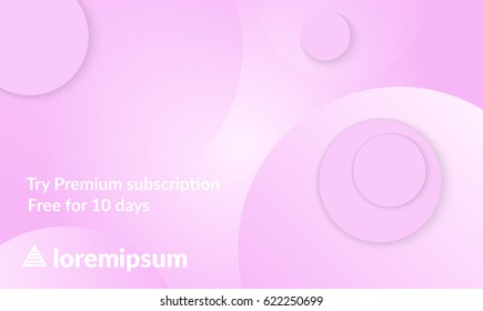Abstract geometric background with pink gradient vanishing circles. Modern template for social media banner. Contemporary material design with realistic shadow over flat gradient background.