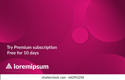 Abstract geometric background with pink gradient vanishing circles. Modern template for social media banner. Contemporary material design with realistic shadow over flat gradient background.