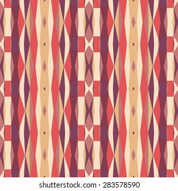 Abstract geometric background in pink and orange colors. Seamless vector pattern. Boho fashion design style. Ethnic tribal seamless pattern. 