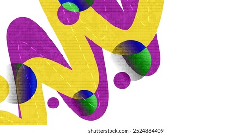 Fondo Abstractas y geométrico con Formas rosas y amarillas, Elementos superpuestos y efecto de textura