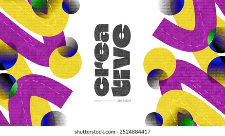 Fondo Abstractas y geométrico con Formas rosas y amarillas, Elementos superpuestos y efecto de textura