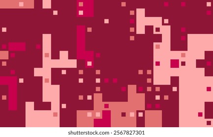 Abstract geometric background with pixel art style.  Stylish blend of pink and burgundy squares, ideal for website banners, social media posts, or modern design projects.  Versatile and eye-catching.