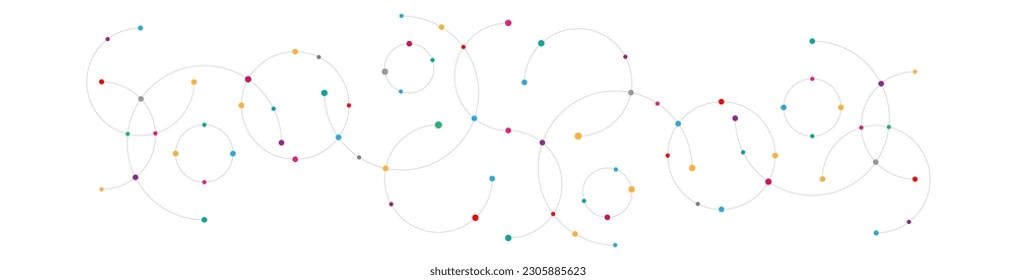 Abstract geometric background with plexus circles. Vector illustration of minimalistic design