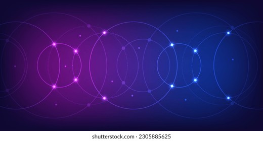 Abstract geometric background with plexus circles. Vector illustration of minimalistic design