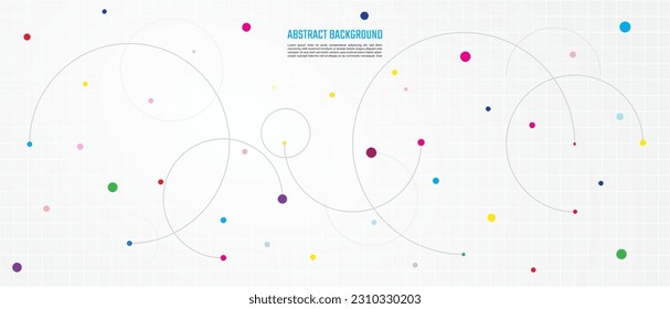 Abstract geometric background with plexus circles and dot. Vector illustration of minimalistic design for banner design or header