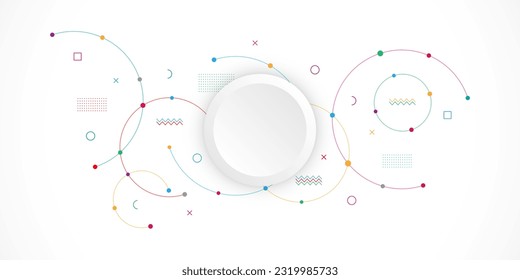 Abstract geometric background with plexus circles. Vector illustration of minimalistic design