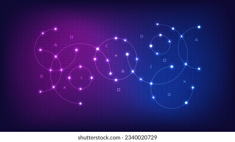 Abstract geometric background with plexus circles. Vector illustration of minimalistic design