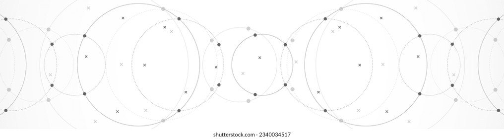 Abstract geometric background with plexus circles. Vector illustration of minimalistic design