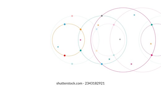 Abstract geometric background with plexus circles. Vector illustration of minimalistic design