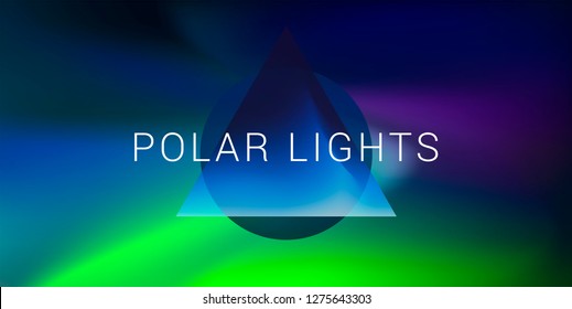 Abstract geometric background with polar lights, aurora borealis sky. Design template for dj cover, music poster.