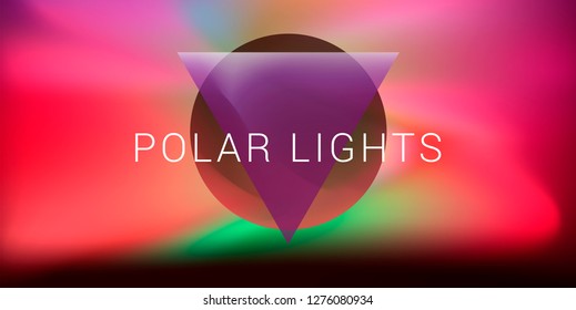 Abstract geometric background with polar lights, aurora borealis sky. Design template for dj cover, music poster.