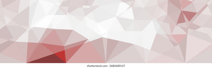 Plano de fundo geométrico abstrato com formas poligonais em tons de vermelho suave, branco e cinza.