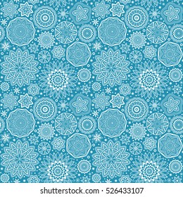 Abstract geometric background. Polygonal and circle shapes wallpaper. Vector abstract christmas snow flakes seamless pattern. 