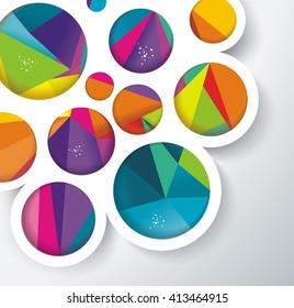 Abstract geometric background with polygonal geometry under the cobweb from circles.