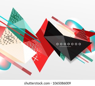 Resumen de fondo geométrico, elementos triangulares poligonales, líneas y texturas materiales, elementos holográficos. Plantilla abstracta moderna de vectores