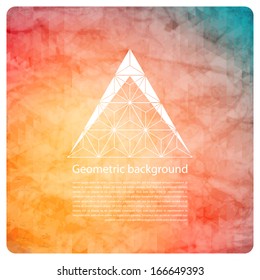 Abstract geometric background with polygons. Info graphics composition with geometric shapes.Retro label design. Vector illustration.