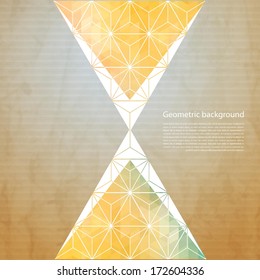 Abstract geometric background with polygons. Info graphics composition with geometric shapes.Retro label design. Vector illustration.