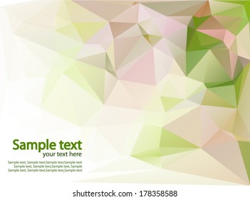 Abstract geometric background with polygons pink, white and green. Spring background with space for text. Vector EPS 10 illustration.