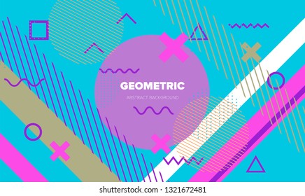 Abstract geometric background, poster/ cover template with vivid fun playful pattern.
