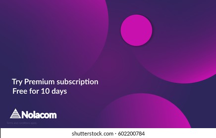 Abstract geometric background and purple gradient vanishing circles  Modern template for social media banner  Contemporary material design and realistic shadow over flat gradient background 