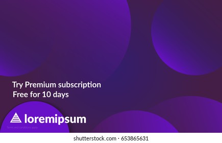 Abstract geometric background with purple gradient vanishing circles. Modern template for social media banner. Contemporary material design with realistic shadow over flat gradient background.