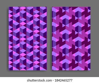 abstract geometric background, with purple isometric cubes. wallpaper tamplate. a set of pattern.