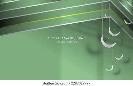 Abstract Geometric Background Ramadan Theme with Islamic Ornament Crescent Color Green Tosca Elegant Simple Attractive EPS 10